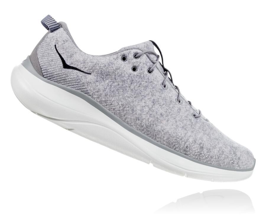 Hoka One One Hupana Flow Wool Löparskor Herr - Grå - LXSTG-4187